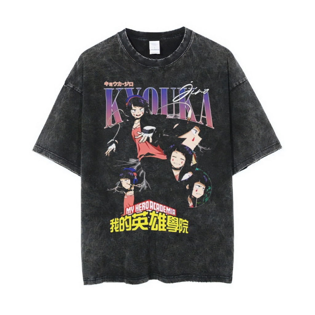 Áo Thun Oversized Tâm Lý "Kyouka" | Đồ Chơi Nhân Vật My Hero Academia Stone Wash | Áo Thun In Hình Anime Độc Đáo | Áo Thun Oversize | Phong Cách Cổ Điển | Áo