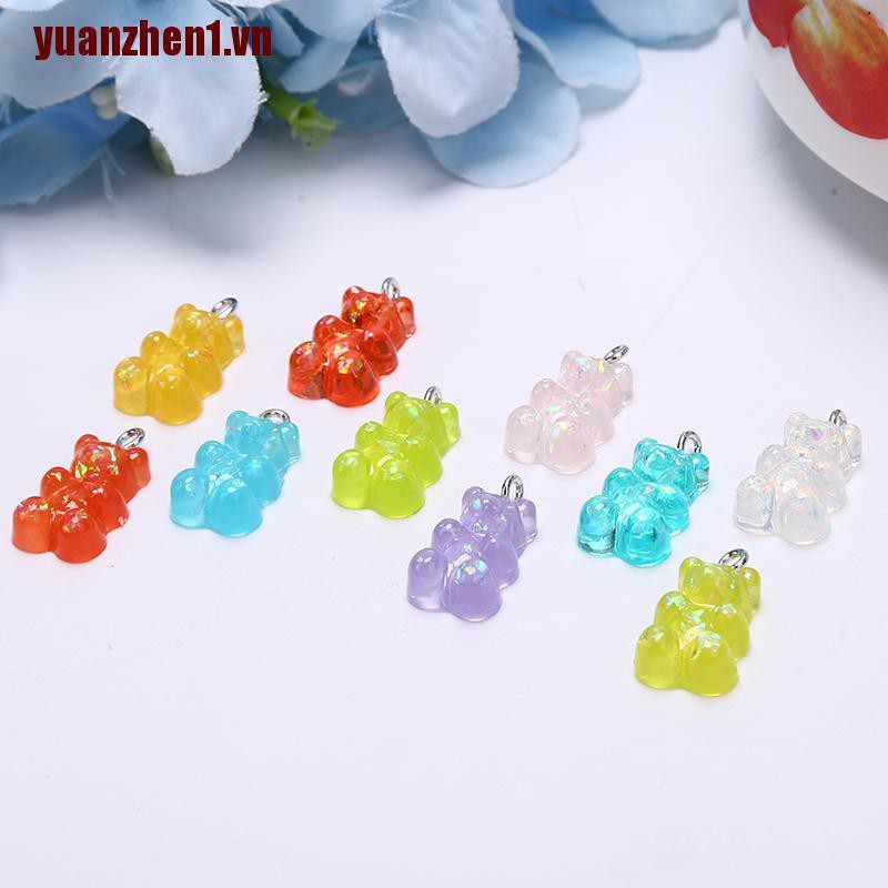 1 [Yuanzhen] Set 10 Mặt Vòng cổ, Bông Tai, Vòng cổ Hình Gấu Bằng Nhựa Resin DIY