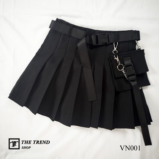VÁY XẾP LY MÀU ĐEM PHONG CÁCH NHẬT BẢN ( CÓ SẴN THẮT LƯNG , DÂY XÍCH )