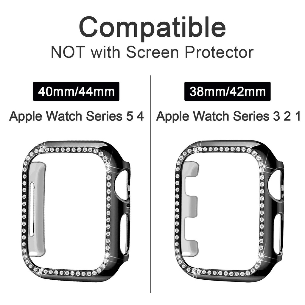 Vỏ Apple Watch Case Shiny Rhinestone PC Plated Hard Protection Cover 38/40/42/44mm cho iWatch Series SE 6 5 4 3 2 1