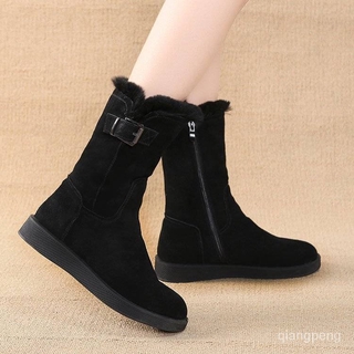 Giày Bốt Da Lộn Lót Bông Ấm Áp Thời Trang Mùa Đông Cho Nữ