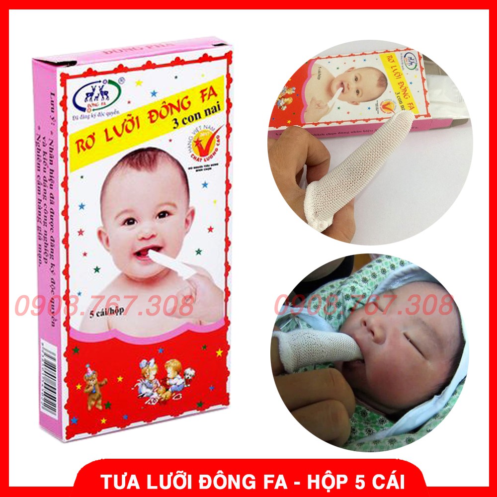 Tưa Lưỡi, Gạc Rơ Lưỡi Đông Fa Vệ Sinh Miệng Bé Hàng Ngày (Hộp 5 Miếng)