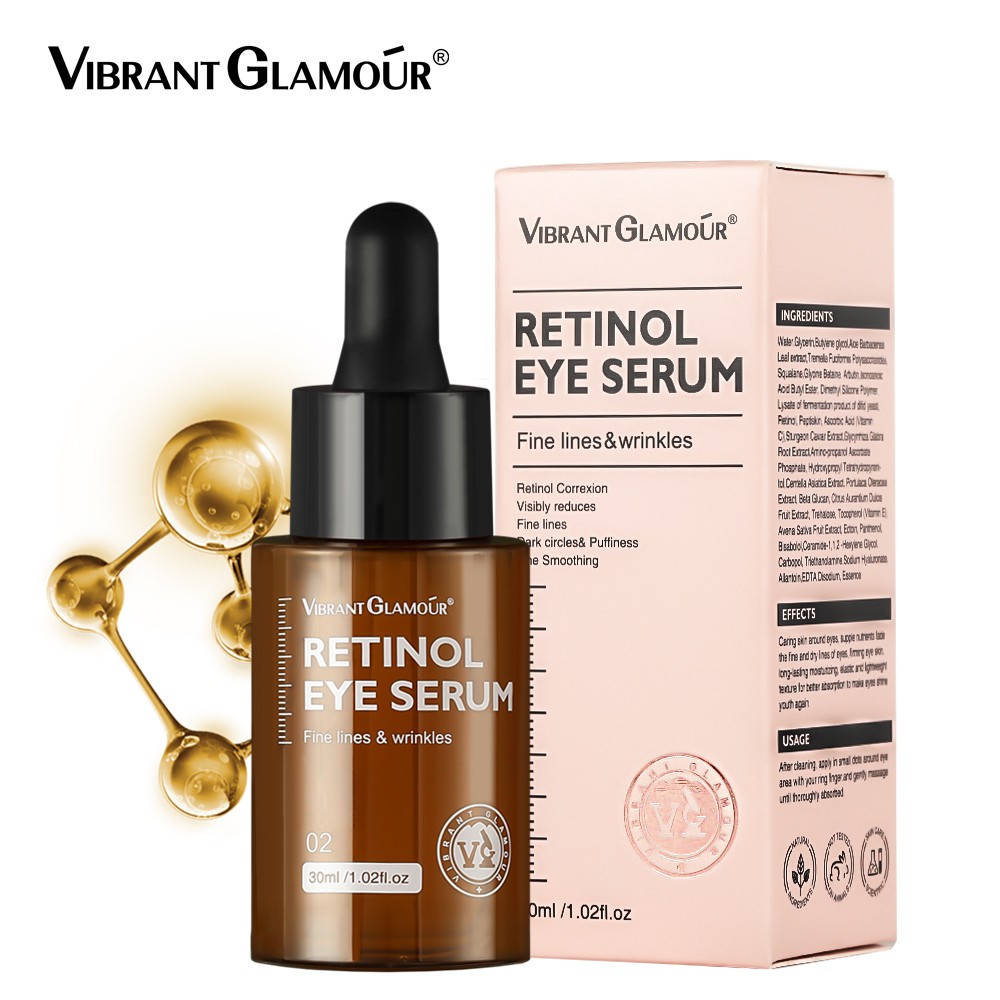 Serum dưỡng da mắt Vibrant GLAMOUR bổ sung Collagen Vitamin A hoạt tính dưỡng ẩm làm trắng da chống lão hóa 30ml