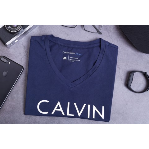 Áo thun nam Calvin Klein - Xanh cổ tim