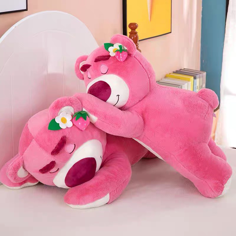 Gấu Dâu Bông Lotso Dâu Huggin Bear Lông Xù Nằm Dễ Thương Mềm Mịn Cao Cấp Gấu Bông City