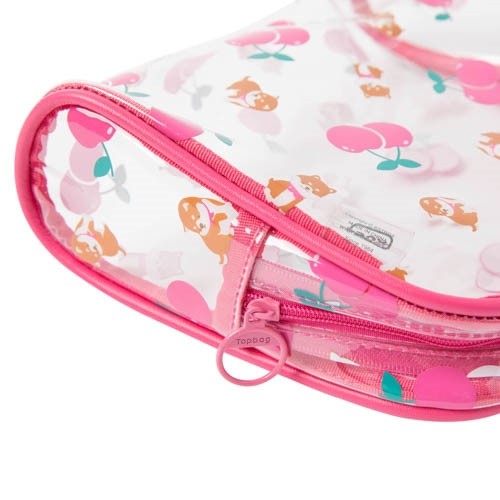 Túi Đựng Đồ Đa Năng ARTBOX Hàn Quốc Bằng PVC Trong Suốt Họa Tiết Chú Chó Shiba Và Quả Cherry Hồng Xinh Xắn