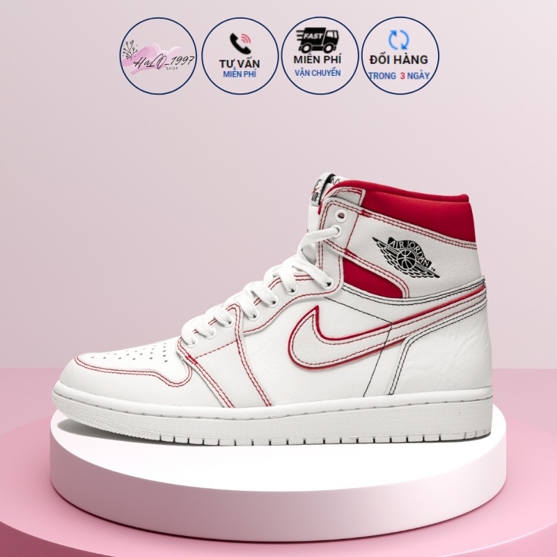 Giày Thể Thao Trắng Viền Đỏ- Giày Sneaker- Cao Cấp Cá Tính, Độc Đáo, Đi Chơi-Rep11 Fullbox-Halo1997