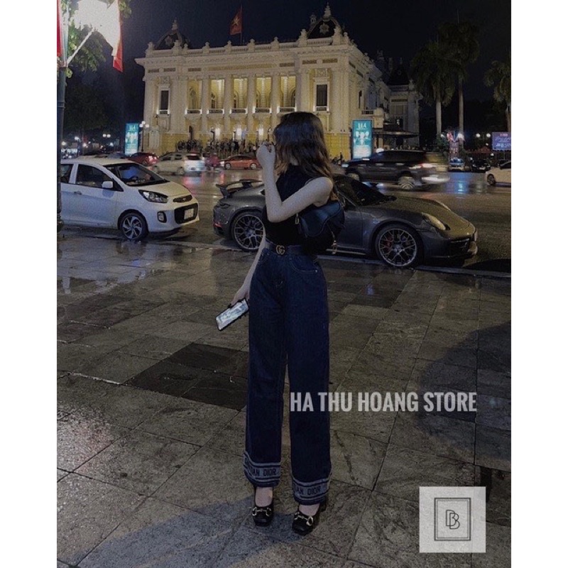 QUẦN SUÔNG XANH D.O THÊU GẤU