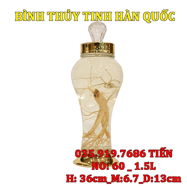 Bình ngâm rượu thủy tinh Hàn Quốc 1.5L NO.60| Mẫu mới