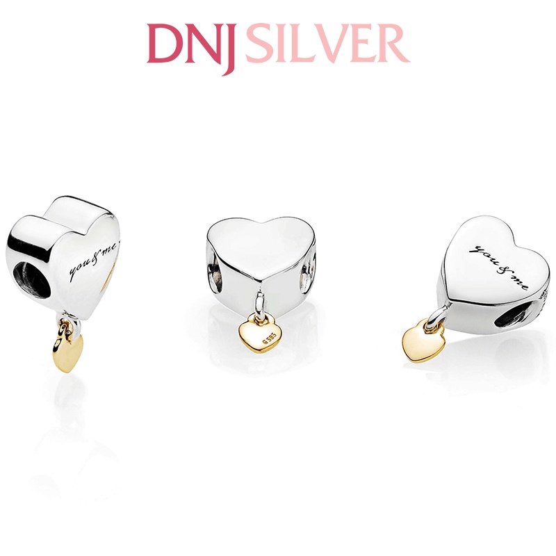 Charm bạc 925 cao cấp, hàng chuẩn bạc - Charm Two Hearts You and Me thích hợp để mix vòng tay charm - DN296