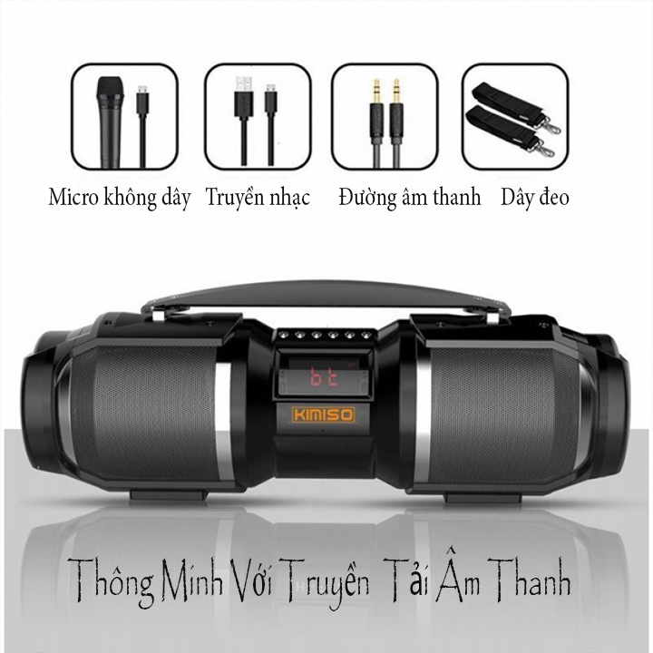 Loa Bluetooth Karaoke Xách Tay Di Động KIMISO T1S Tặng Kèm Micro Hát Karaoke Không Dây- Loa Bluetooth karaoke SK 2036