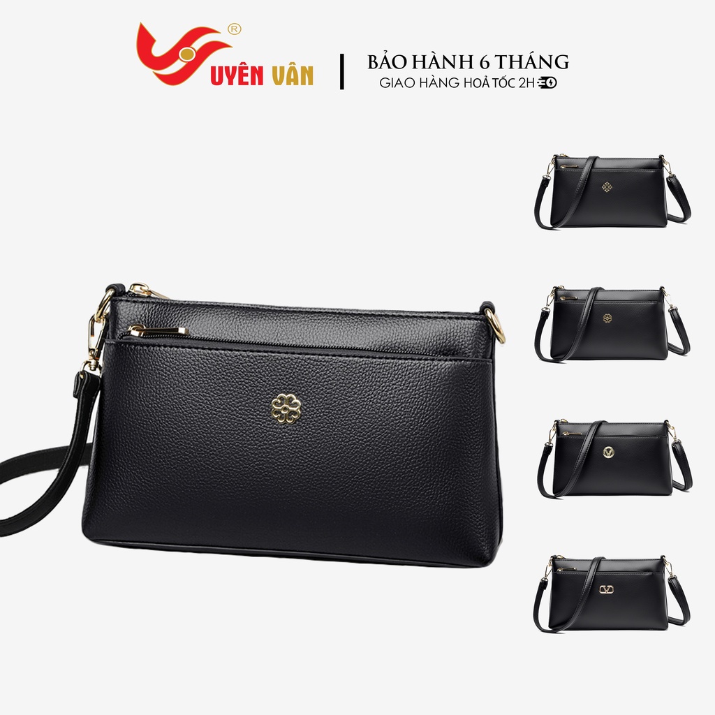 Ví cầm tay nữ dự tiệc clutch da PU đen trơn cao cấp loại bản to dáng dài túi đeo chéo sang trọng nhiều ngăn 2944