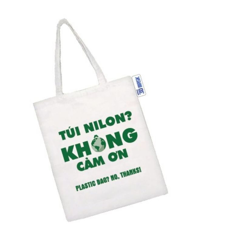 Túi Tote Canvas bảo vệ môi trường (in slogan) đeo vai