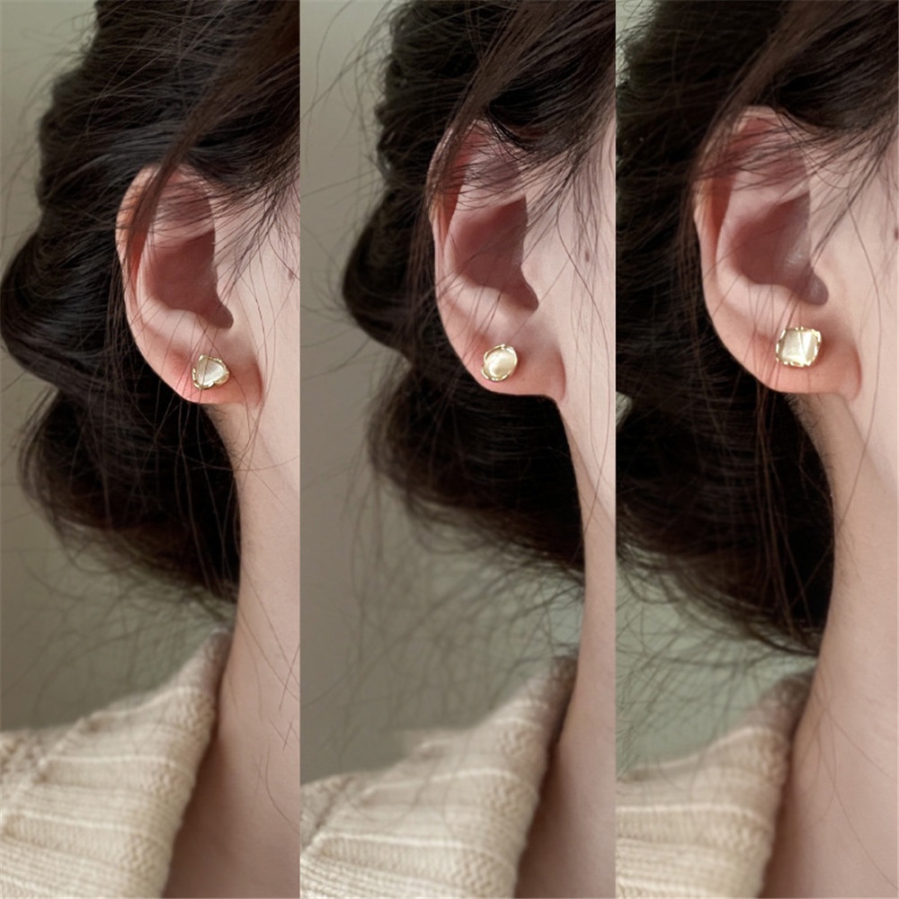 Bộ 6 Khuyên Tai Đính Ngọc Trai Hoa Trà Sang Trọng Cho Nữ