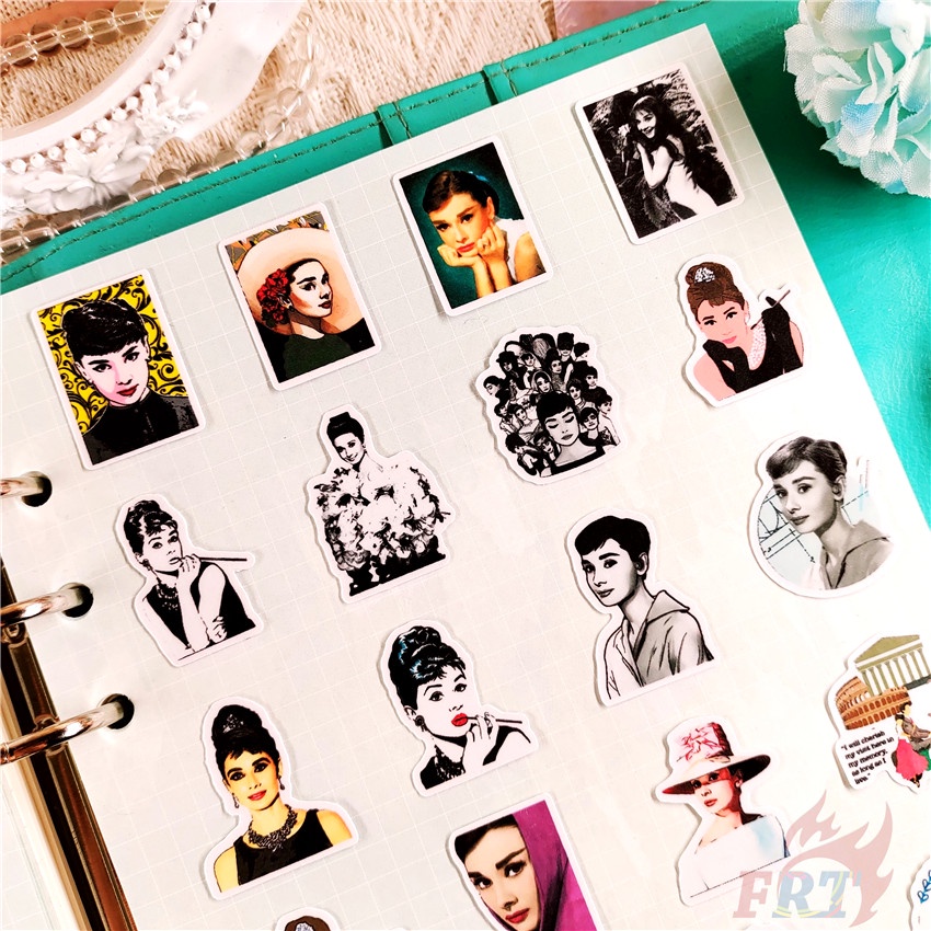 ★★★ Audrey Hepburn Q-4 Retro Beauty Mini Diary Manual Stickers ★★★ 50pcs/set DIY Fashion Album Decor Stickers（Size：2~3cm）