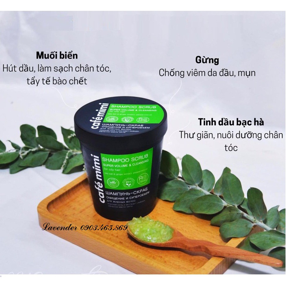 Dầu gội - Tẩy da chết da đầu Cafe Mimi Shampoo Scrub làm sạch sâu cho tóc tơi, bồng bềnh, giảm gàu ngứa, kiềm dầu