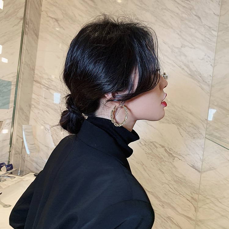 Khuyên Tai Tròn Đính Đá Lấp Lánh Sang Trọng Cho Nữ