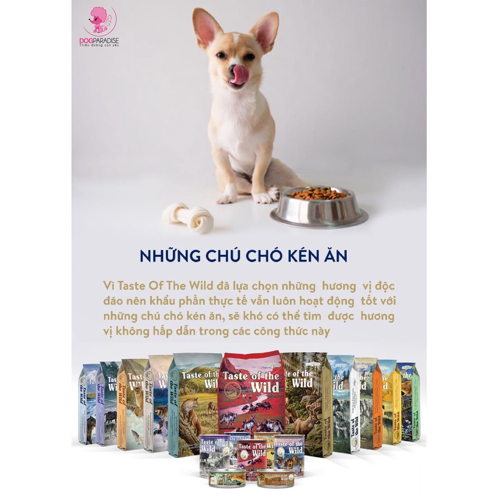 Thức ăn hạt Taste of the wild cho chó vị bò rừng và nai nướng 500g - Dog Paradise