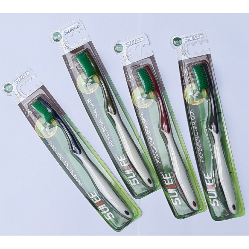 [04 cây] Bàn chải đánh răng muối tre lông tơ chống hôi miệng  Suree Thái Lan