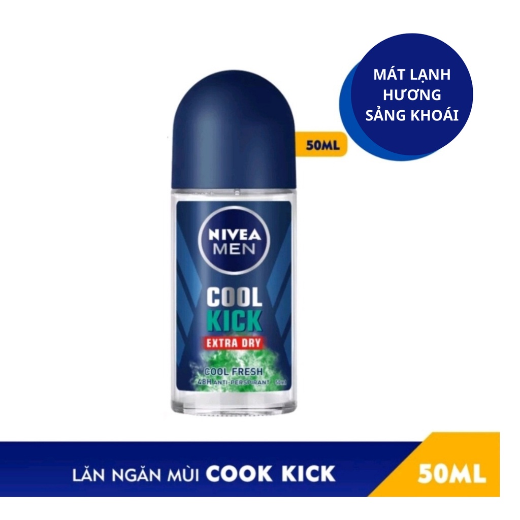 Lăn ngăn mùi NIVEA Men 50ml ngăn mùi cơ thể, ngăn vệt ố vàng- chuẩn hàng công ty