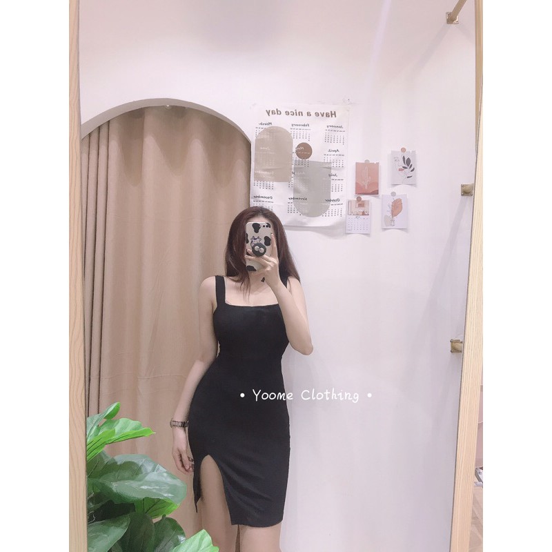 Váy đầm body ôm 2 dây xẻ đùi bản to tôn dáng co giãn [ ảnh thật chụp tại shop ] | BigBuy360 - bigbuy360.vn