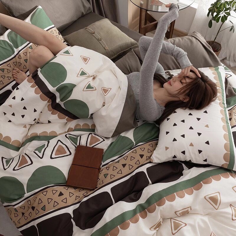 Bộ Chăn Ga Gối ❤️ Cotton living 100% cao cấp đủ size ga giường họa tiết kẻ miễn phí bo chun nhập khẩu Hàn Quốc