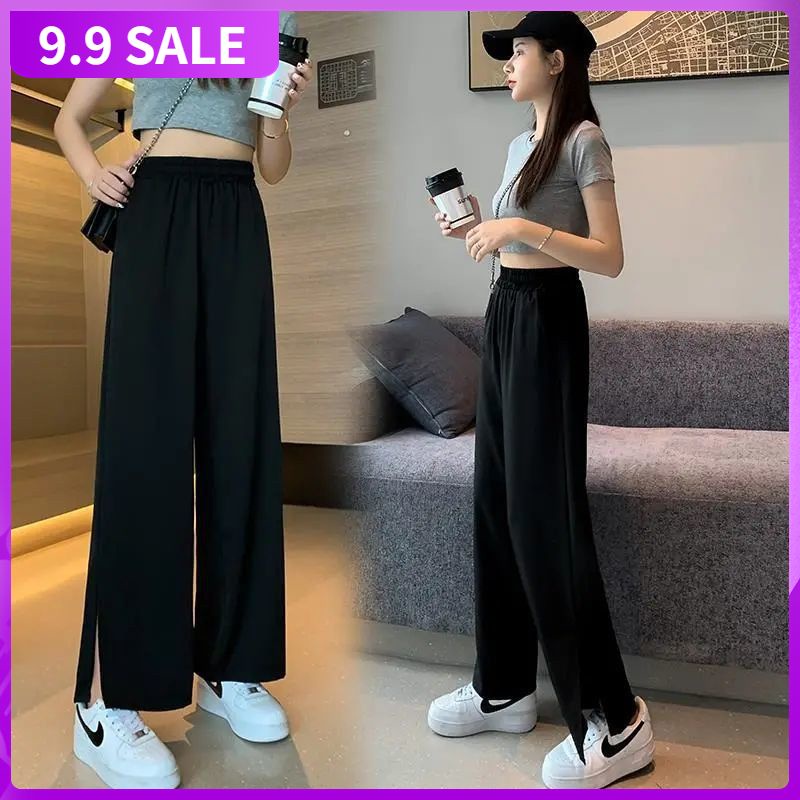 quần ống rộng Xẻ Tà Thời Trang Mùa Hè Phong Cách Hàn Quốc Hàng Mới Dành Cho Nữ 2021