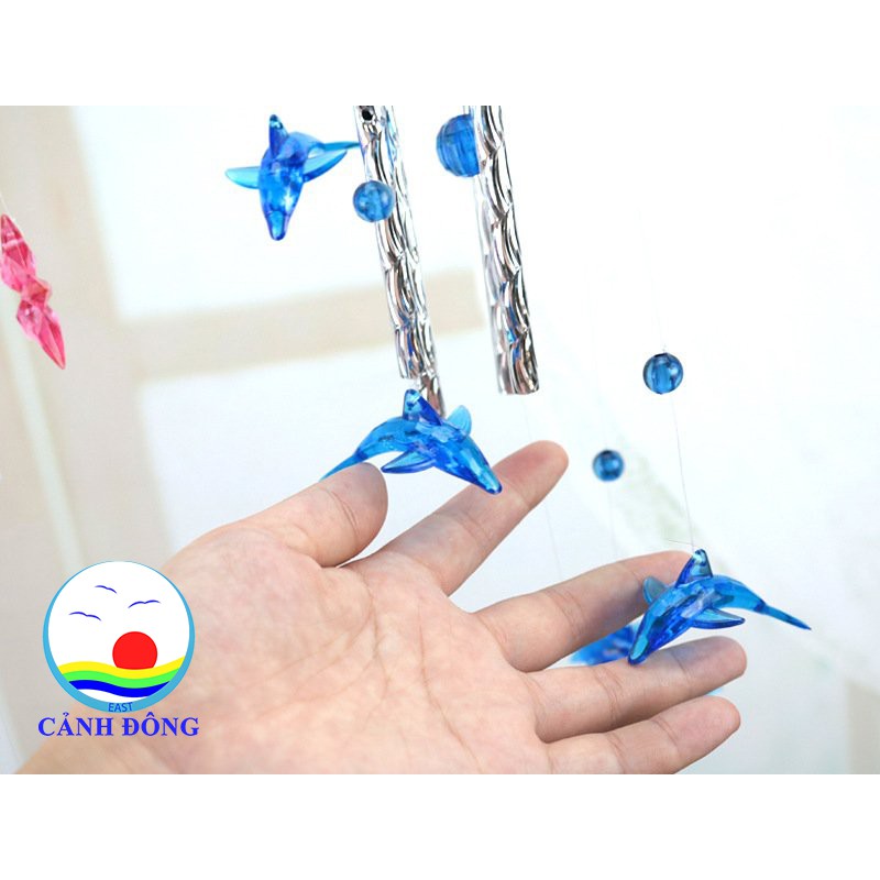 Chuông gió cá heo 4 thanh kim loại đáng yêu