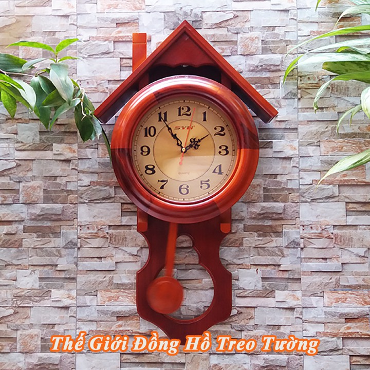 Đồng Hồ QUẢ LẮC và NHẠC CHUÔNG Báo Giờ bằng GỖ Tự Nhiên hình NGÔI NHÀ S3, Tặng Pin Maxell – Bảo Hành 1 Năm