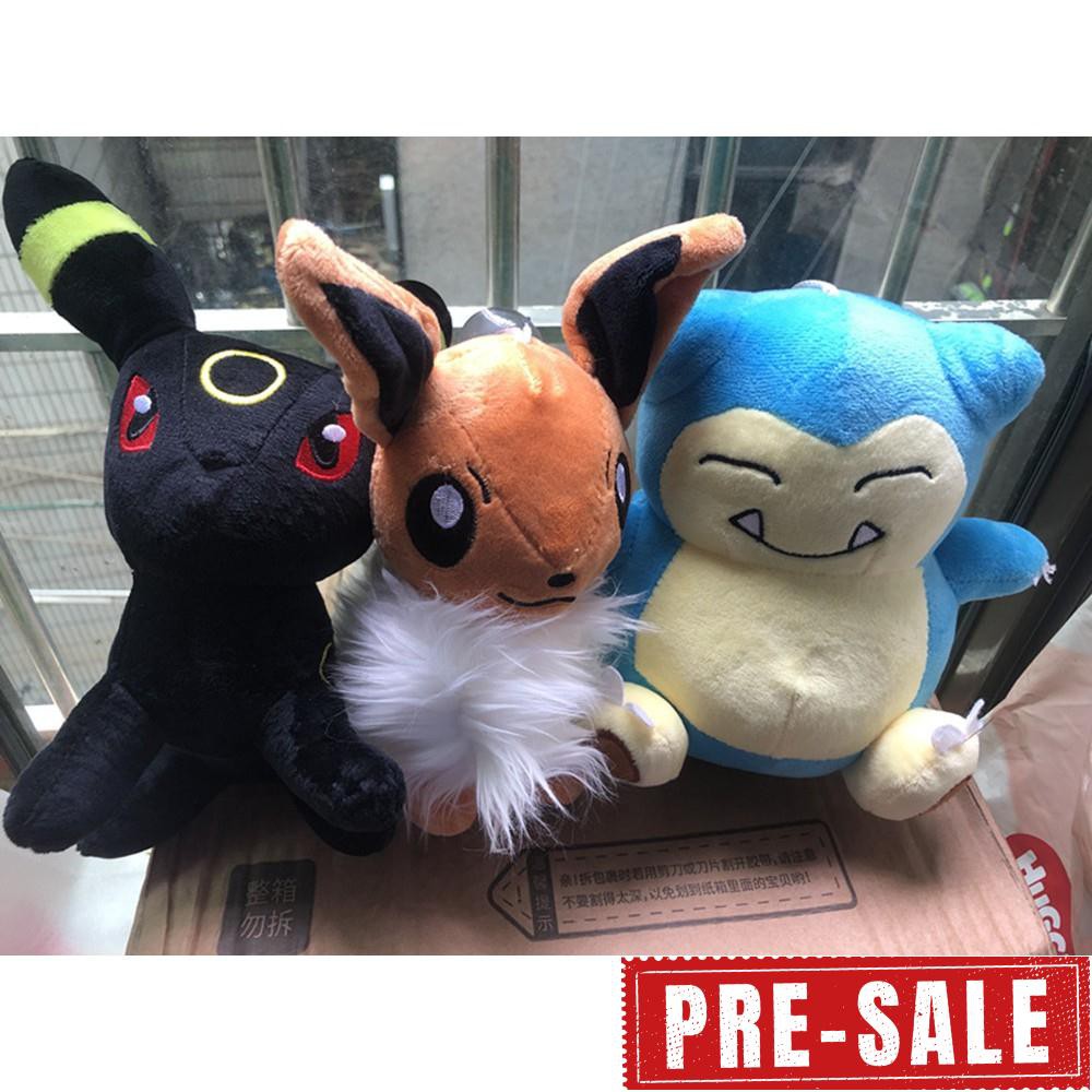 Set 3 Thú Nhồi Bông Hình Pokemon 20-25cm Màu Đen / Nâu Cho Bé