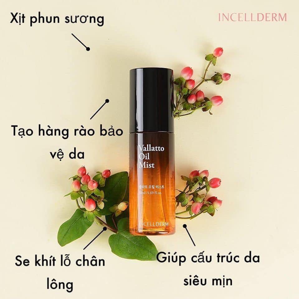 Xịt Khoáng Căng Bóng INCELLDERM VALLATTO OIL MIST 50ML