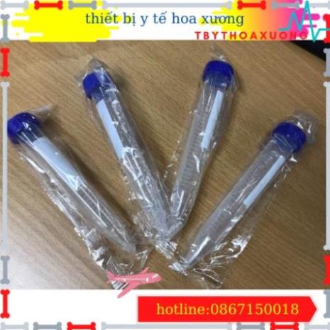 Com Bo 10 Ống Falcon 15ml - Ống Ly Tâm 15ml Nắp Vặn, Đáy Nhọn Tiệt Trùng Từng Cái