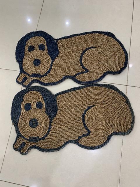 Thảm lót sàn, chùi chân cói hình lá hoặc chó mèo  để phòng khách, phòng ngủ decor