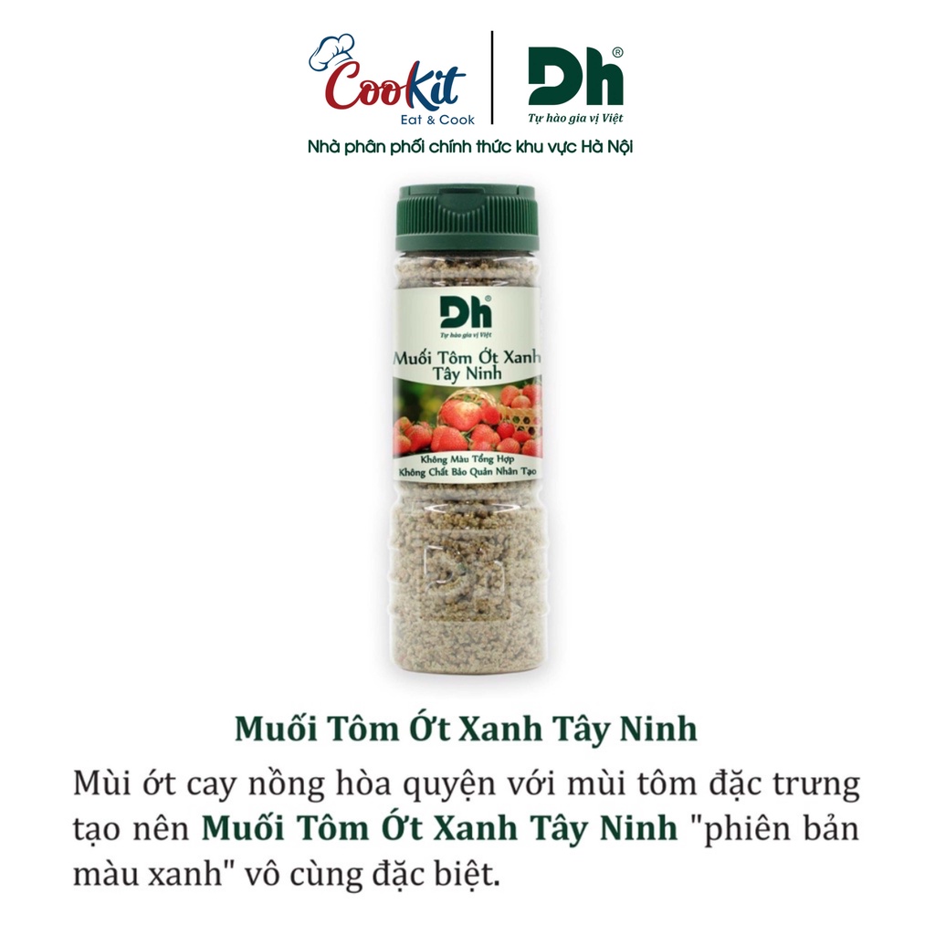 Muối tôm ớt xanh Tây Ninh Dh Foods muối chấm hoa quả thơm ngon, vị cay nồng 60gr