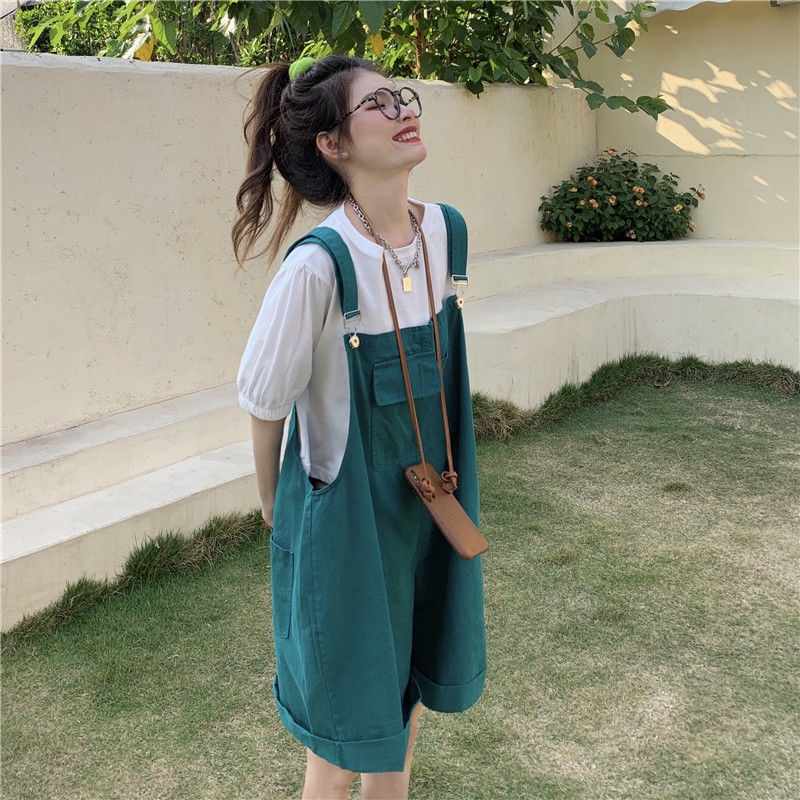 Bộ Trang Phục Hai Mảnh Gồm Áo Thun Dáng Rộng + Quần Short Dây Lưng Cao Phong Cách Hàn Quốc Thời Trang Cho Học Sinh Năm 2021