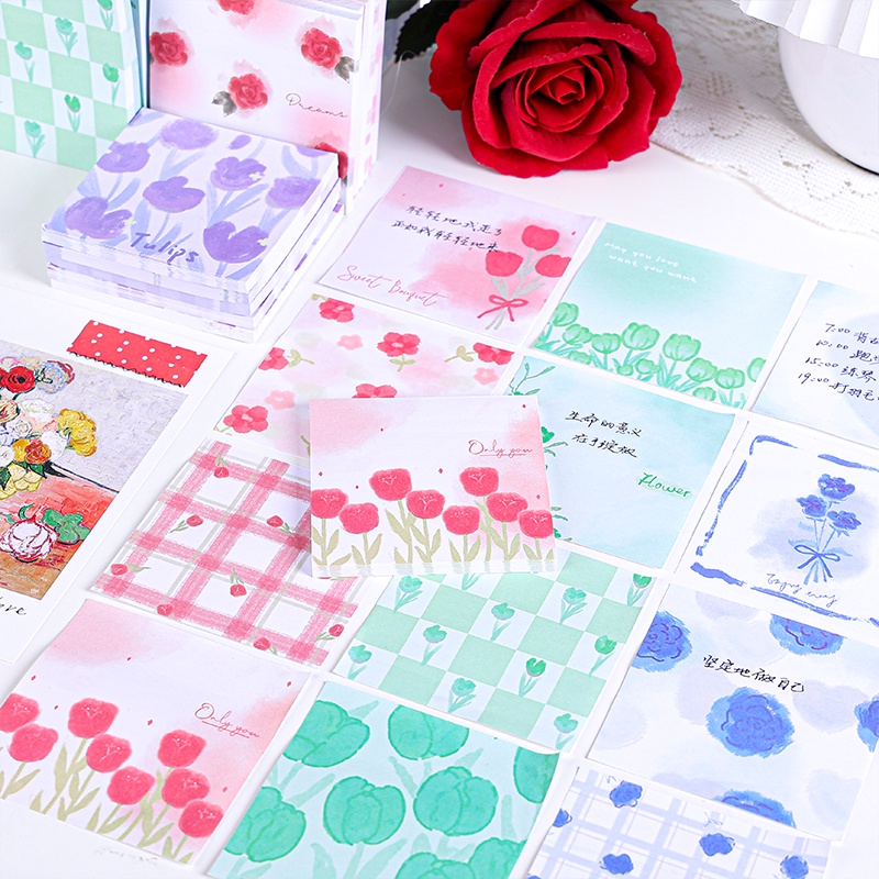 Bộ 4 Sổ Ghi Chú Mini Họa Tiết Hoa Lãng Mạn