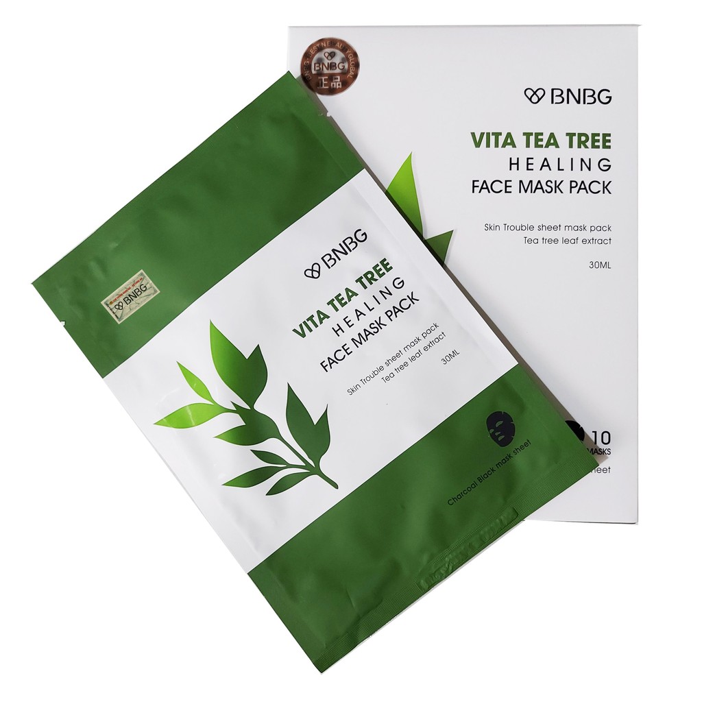 Combo 5 Mặt Nạ Giấy Chiết Xuất Tràm Trà Dành Cho Da Mụn BNBG Vita Tea Tree Healing Facial Mask 30ml x 5 [BNBG TEA TREE]