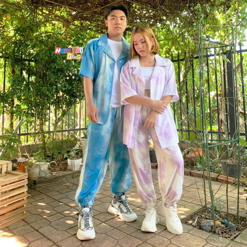 Áo Sơ Mi Họa Tiết Loang Màu Tay Lỡ Dáng Rộng Ulzzang Unisex, Sơ Mi Đi Biển - MM