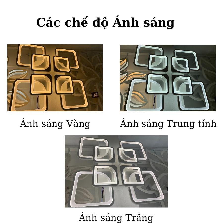 Đèn mâm ốp trần vuông 5-8 cánh điều khiển từ xa 3 chế độ ánh sáng,trang trí phòng khách,bếp,ngủ,BH 12 tháng