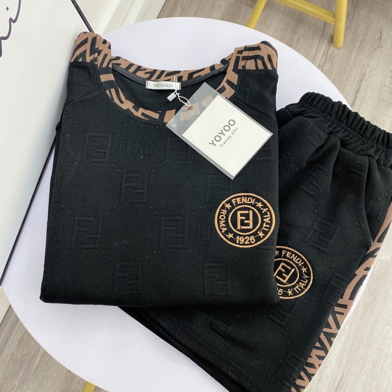 Set Bộ Xốp Viền FD Áo Dài Tay  Quần Sooc Có Logo