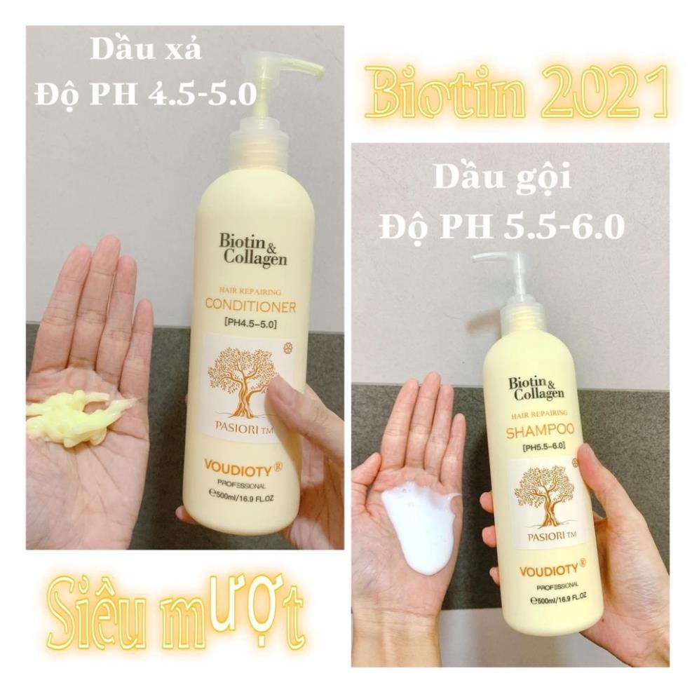 Dầu Gội Biotin Collagen Trắng Cặp Dầu Gội Xả Giảm Rụng Tóc, Kích Mọc Tóc, Phục Hồi Tóc Khô Xơ Hàng Chính Hãng 1000ml