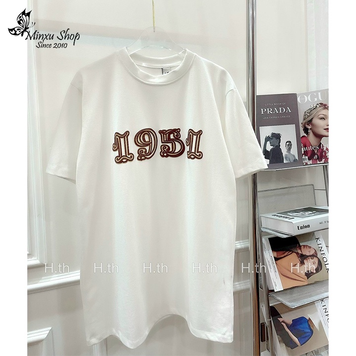 Áo phông dáng rộng giấu quần, áo thun nữ 1951 hình in nổi phom thụng sịn sò hàng QCL1 Minxu shop MÃ 1951