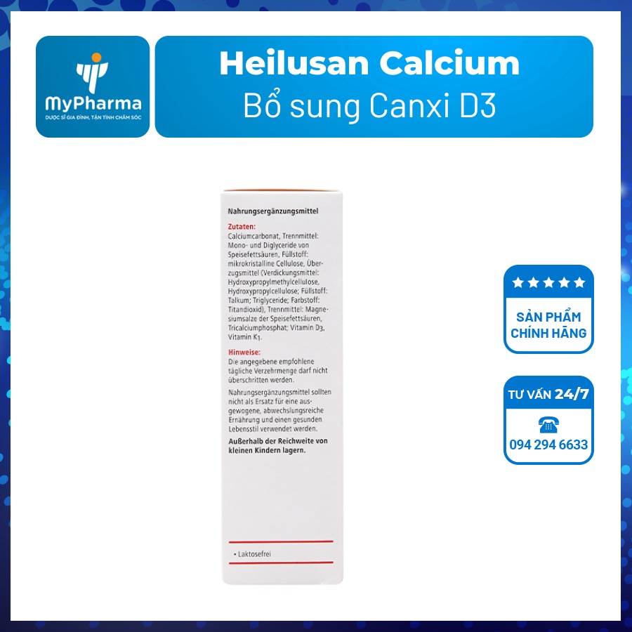 [48 viên] Heilusan Calcium - Bổ sung và hỗ trợ hấp thu Canxi (Canxi+D3)