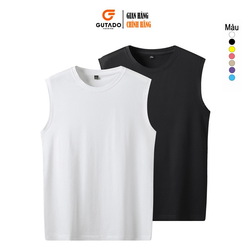 Áo ba lỗ trơn nam tanktop thun lạnh cổ tròn form rộng sát nách tập gym co giãn mùa hè