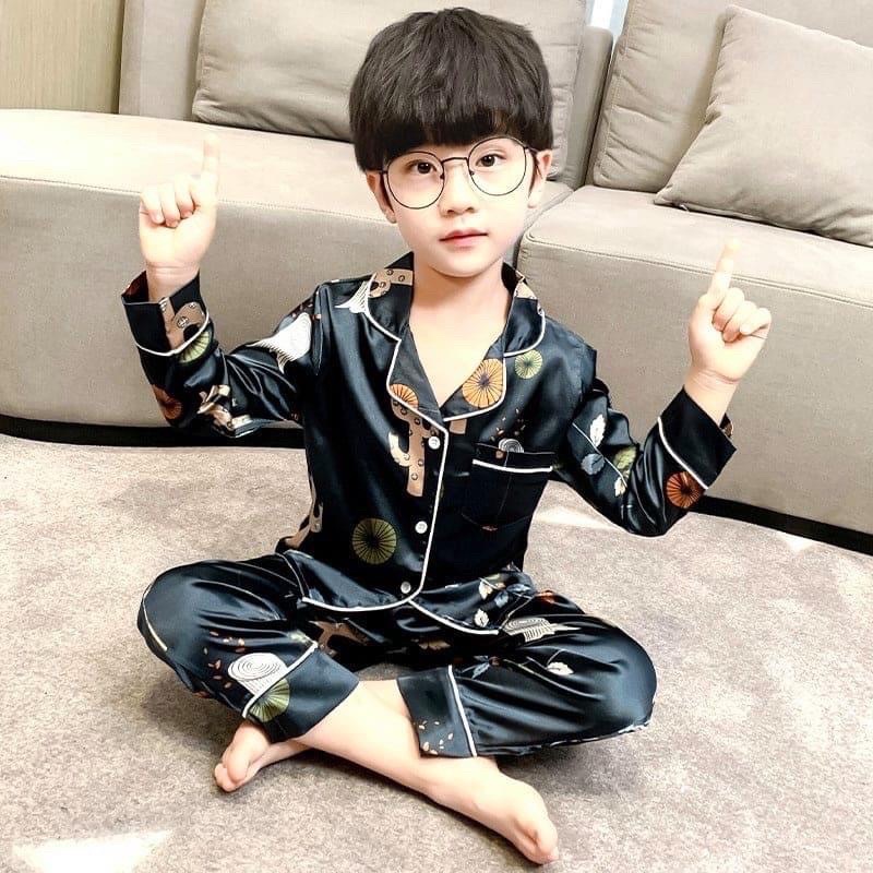 Bộ pijama bé trai 🌸HÀNG CAO CẤP🌸 Bộ ngủ bé trai dài tay quần dài chất liệu satin mềm mịn