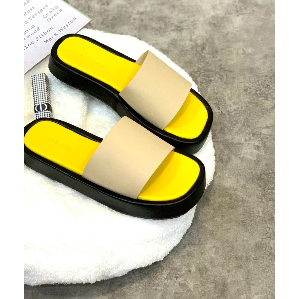 DÉP QUAI NGANG NỮ BÁNH MÌ CAO 3CM PHỐI NHIỀU MÀU HOT TREND TRINH LÊ SHOP TL13