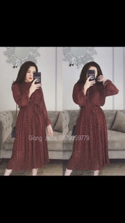 VÁY MAXI VOAN CHẤM BI 3 MÀU