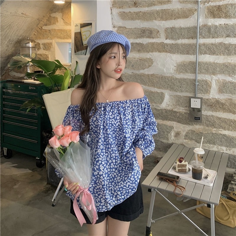 Áo trễ vai in hoa thời trang cho nữ