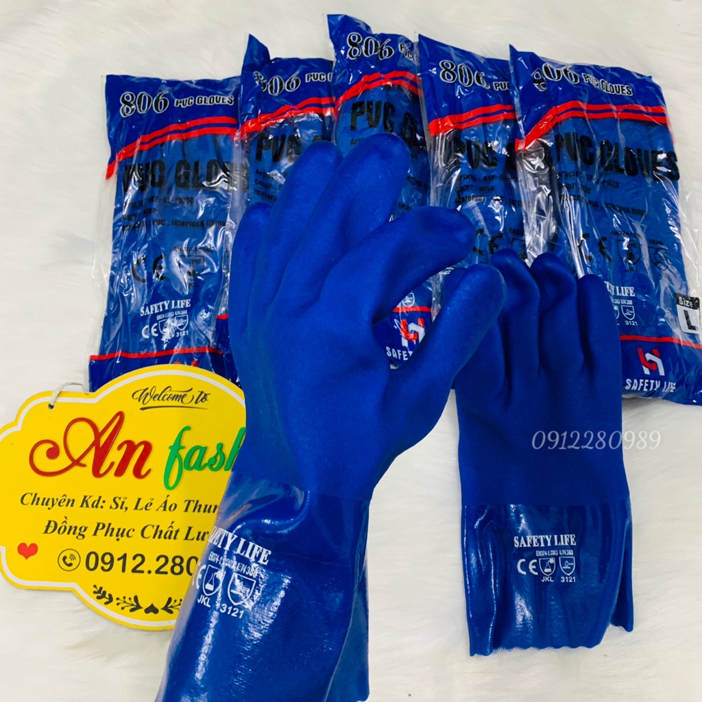 Găng tay Glove 806 chống dầu, chống hóa chất, chống trơn trượt ngành cơ khí Safety _ Hình chụp thật
