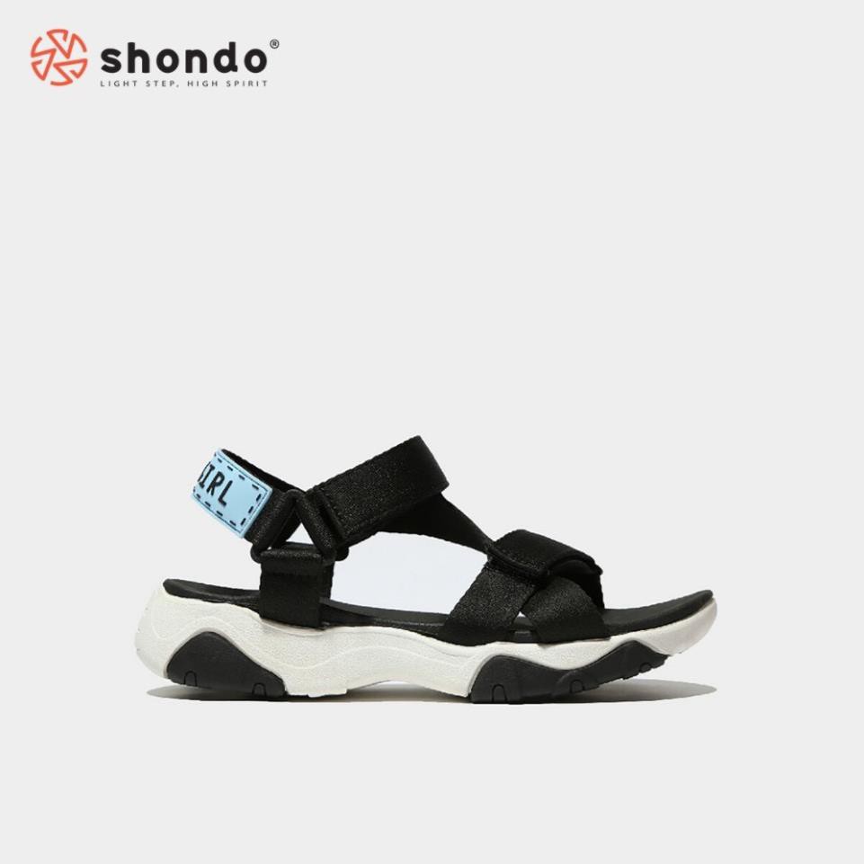 ( Sales T8 ) Giày Sandals SHONDO Girly - GIM0010-Đế Trắng Quai Đen 😍 .